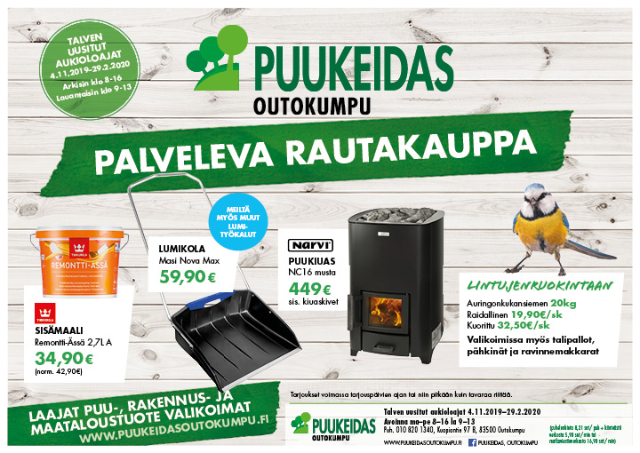 Puukeidas Outokumpu tarjoukset 24.10.2019